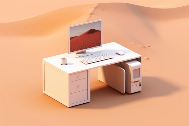 Foto grátis renderização 3d de mesa de computador