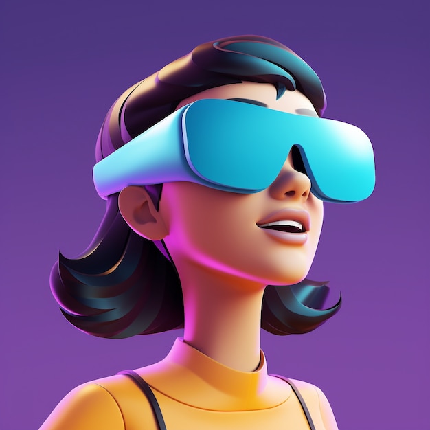 Foto grátis renderização 3d de mulher com óculos vr