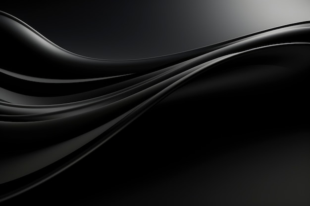 Renderização 3d de ondas abstratas em preto e branco