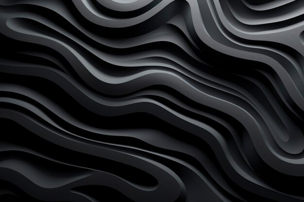 Renderização 3D de ondas abstratas em preto e branco