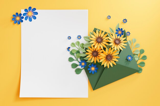 Renderização 3D de papel de parede de primavera