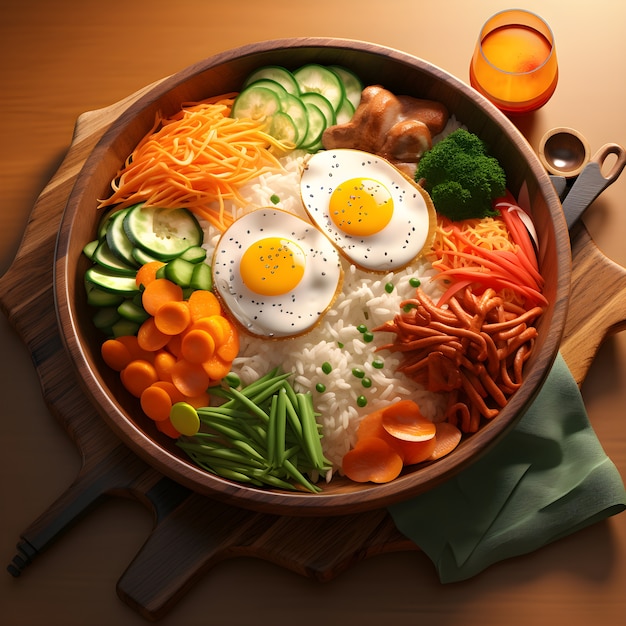Foto grátis renderização 3d de pratos de jantar de reunião chinesa
