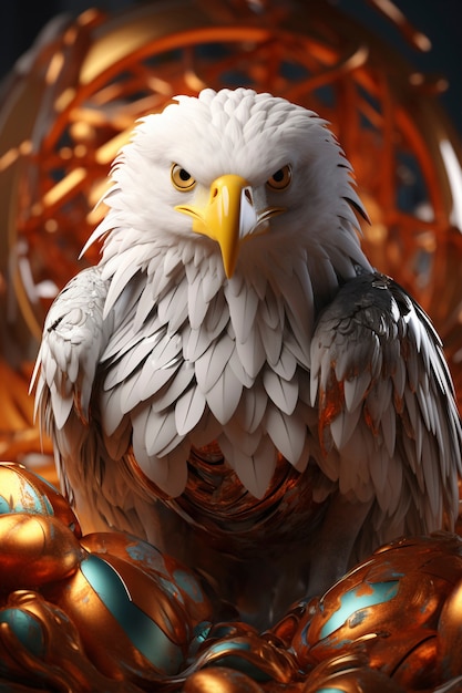 Renderização 3D de retrato de águia