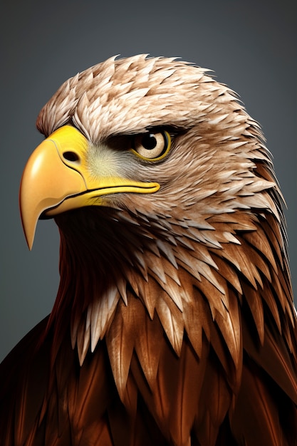 Renderização 3d de retrato de águia