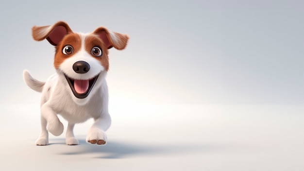 Renderização 3D de retrato de cão de desenho animado