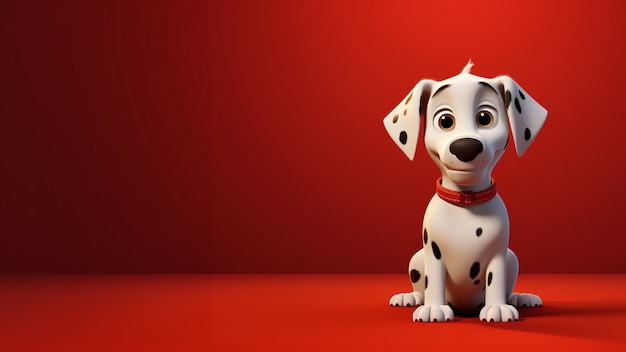 Renderização 3D de retrato de cão de desenho animado