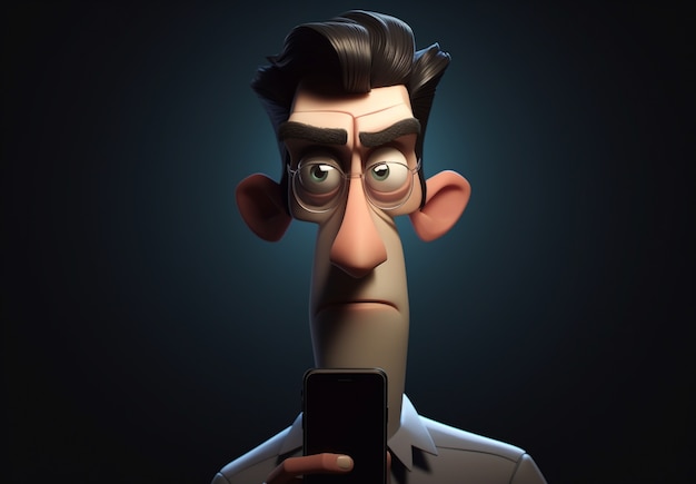 Renderização 3D de retrato de homem