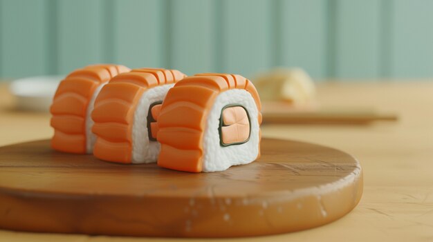 Renderização 3D de sushi