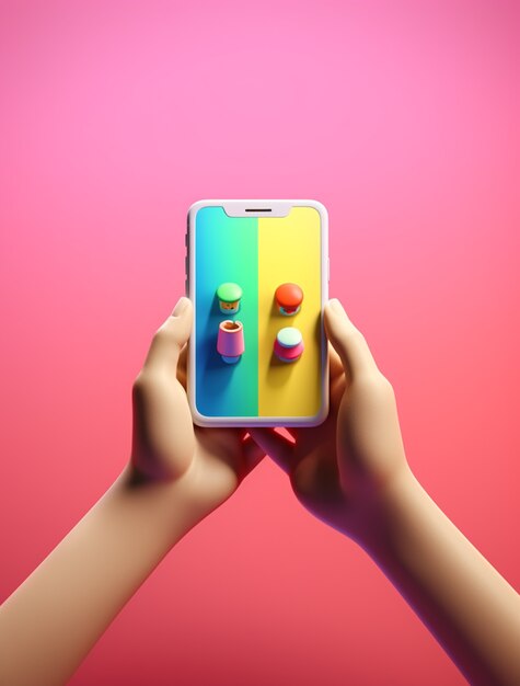 Renderização 3D de telefone de mão