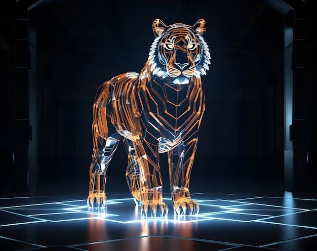 Foto grátis renderização 3d de tigre robótico