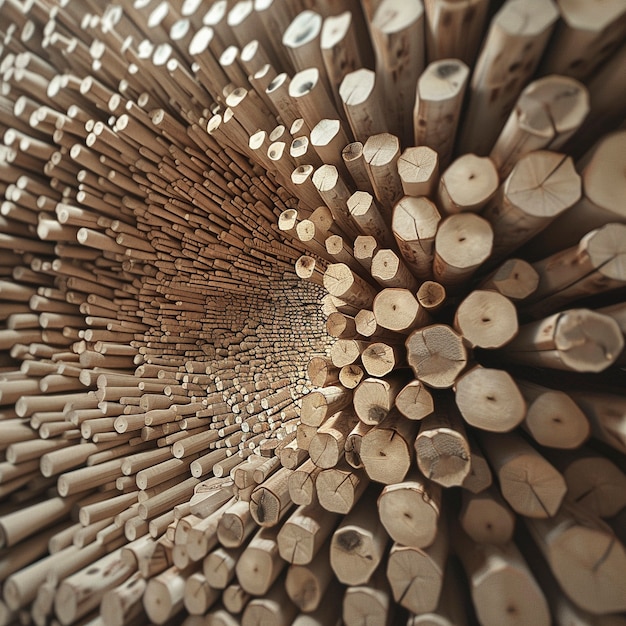 Renderização 3D de troncos de madeira