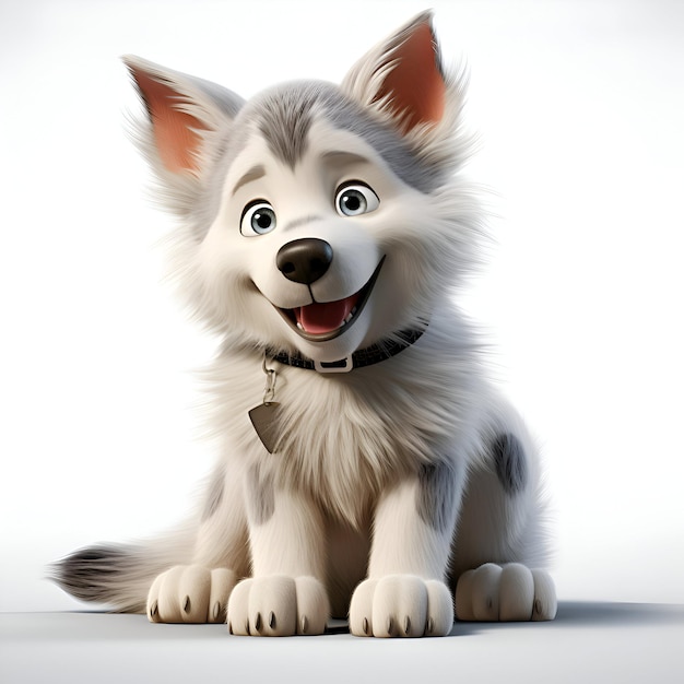 Foto grátis renderização 3d de um bonito cachorrinho de malamute do alasca