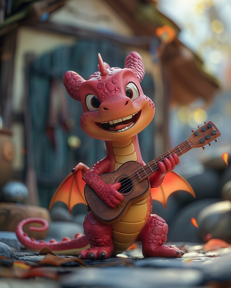 Foto grátis renderização 3d de um dragão de desenho animado bonito