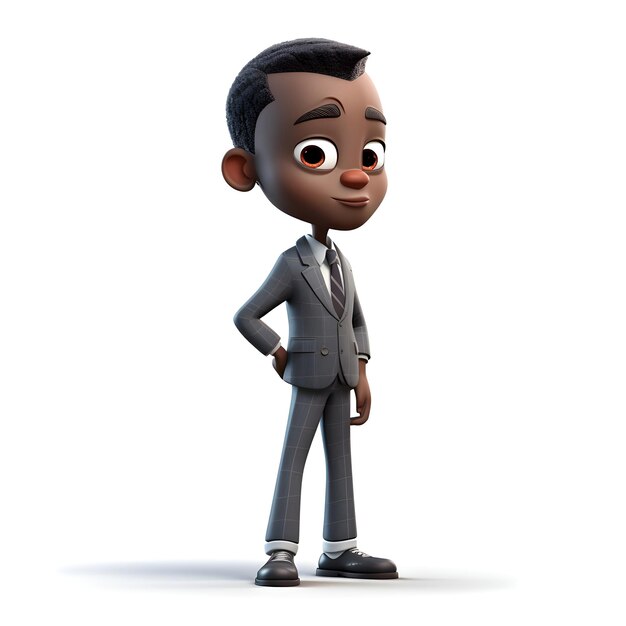 Renderização 3D de um homem de negócios africano com expressão de pensamento