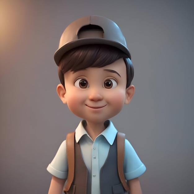 Foto grátis renderização 3d de um menino vestindo um chapéu de piloto