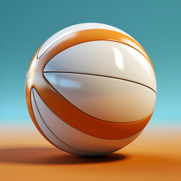 Foto grátis renderização 3d de uma bola de basquete em laranja e branco em um fundo azul