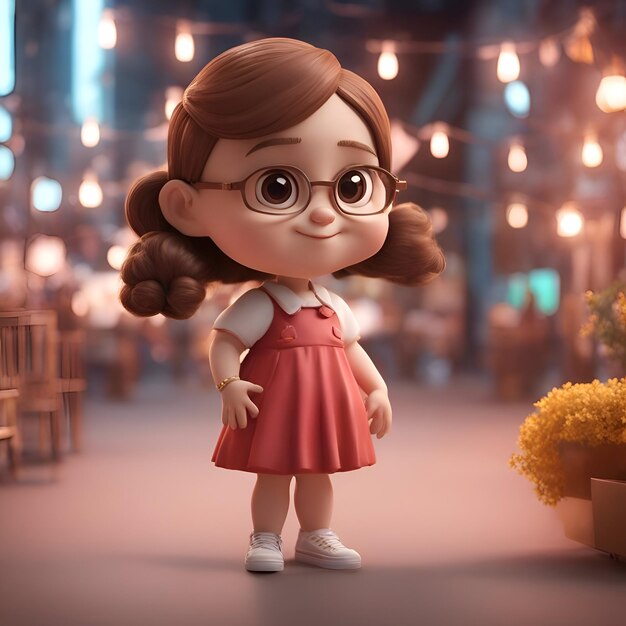 Foto grátis renderização 3d de uma menina bonita com uma saia vermelha