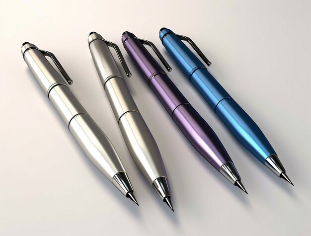 Renderização 3D de várias canetas-tinteiro