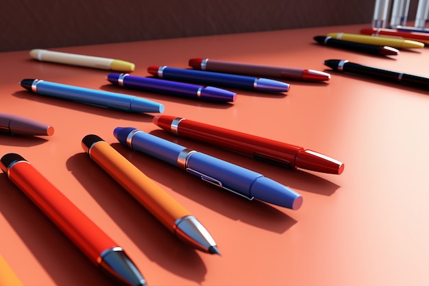 Foto grátis renderização 3d de várias canetas