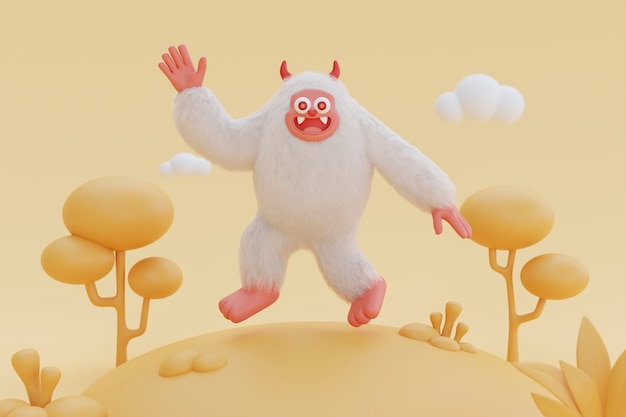 Renderização 3d de yeti