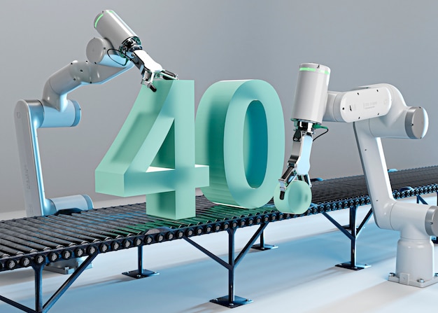 renderização 3D do conceito de indústria 40