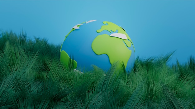Foto grátis renderização 3d do globo terrestre na grama