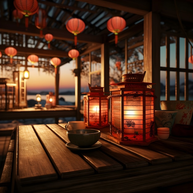 Foto grátis renderização 3d do jantar de reunião chinesa