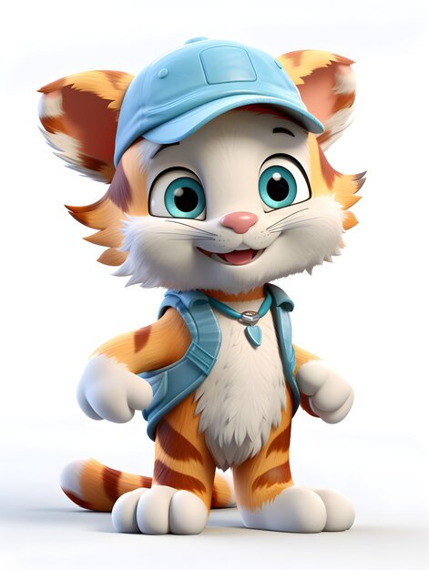 Renderização 3D do jovem tigre de desenho animado