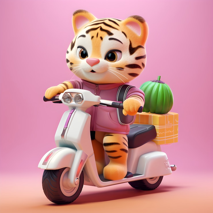 Foto grátis renderização 3d do jovem tigre de desenho animado