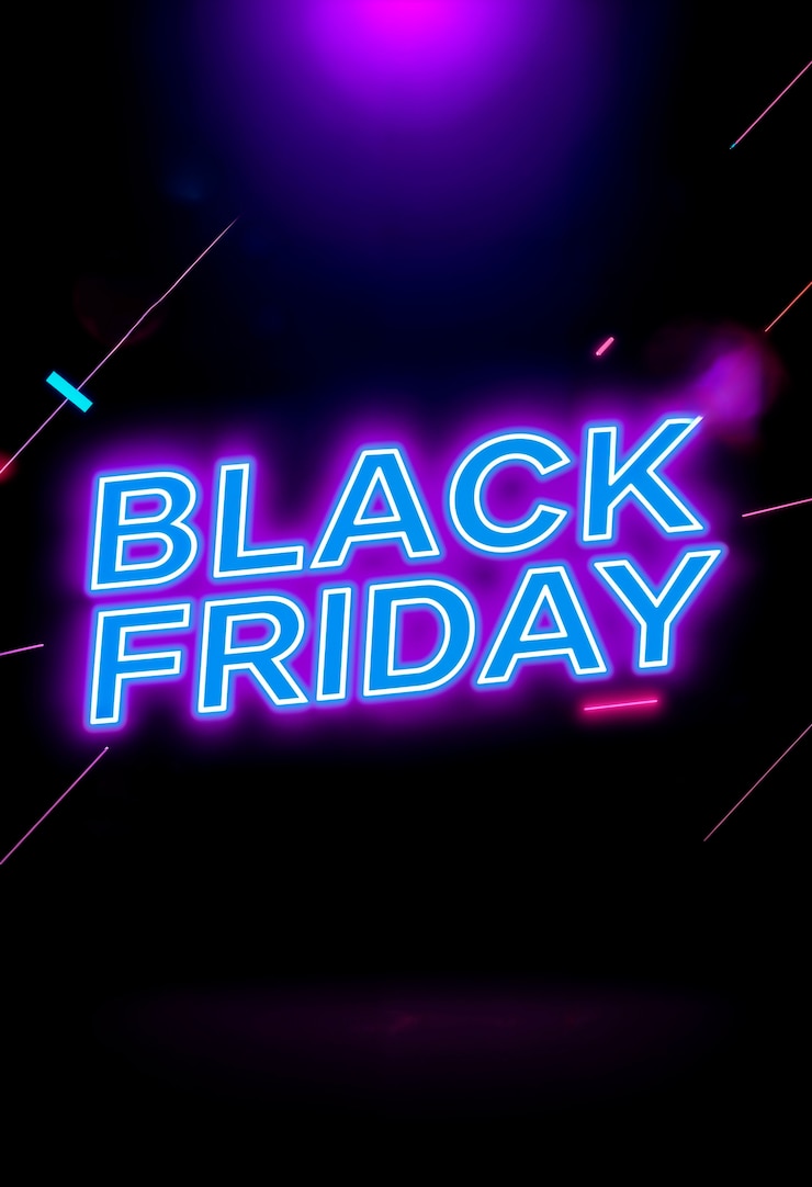 Foto grátis renderização 3d do logotipo de néon da black friday