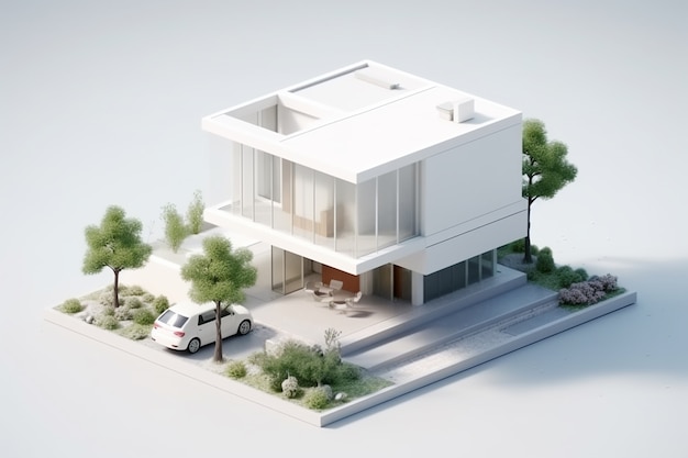 Foto grátis renderização 3d do modelo de casa isométrica