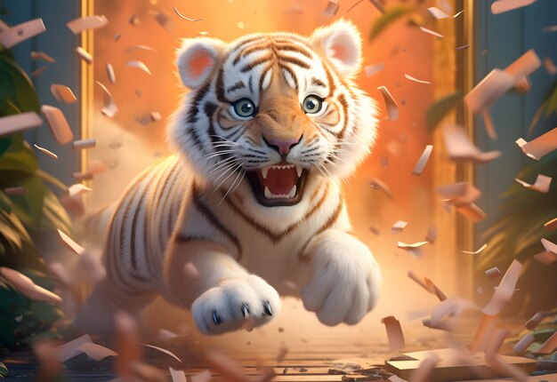 Renderização 3D do personagem tigre