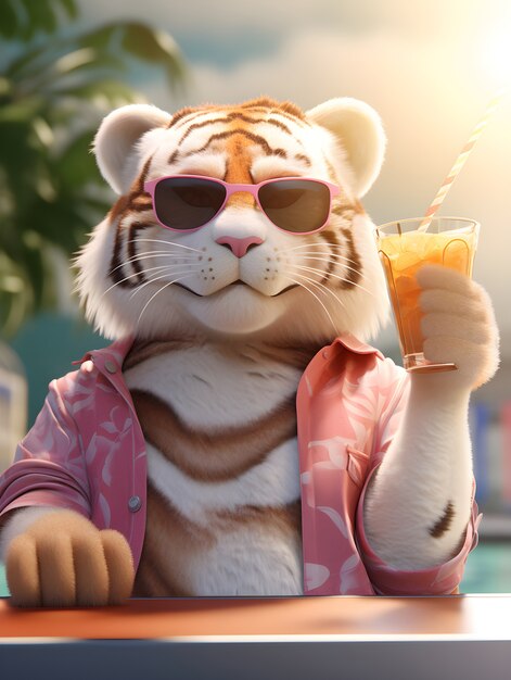 Renderização 3D do personagem tigre