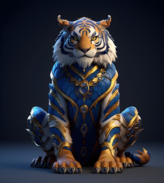 Renderização 3D do personagem tigre