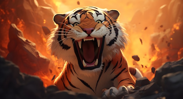 Foto grátis renderização 3d do personagem tigre