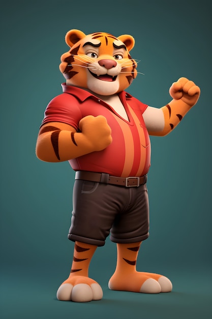 Foto grátis renderização 3d do personagem tigre