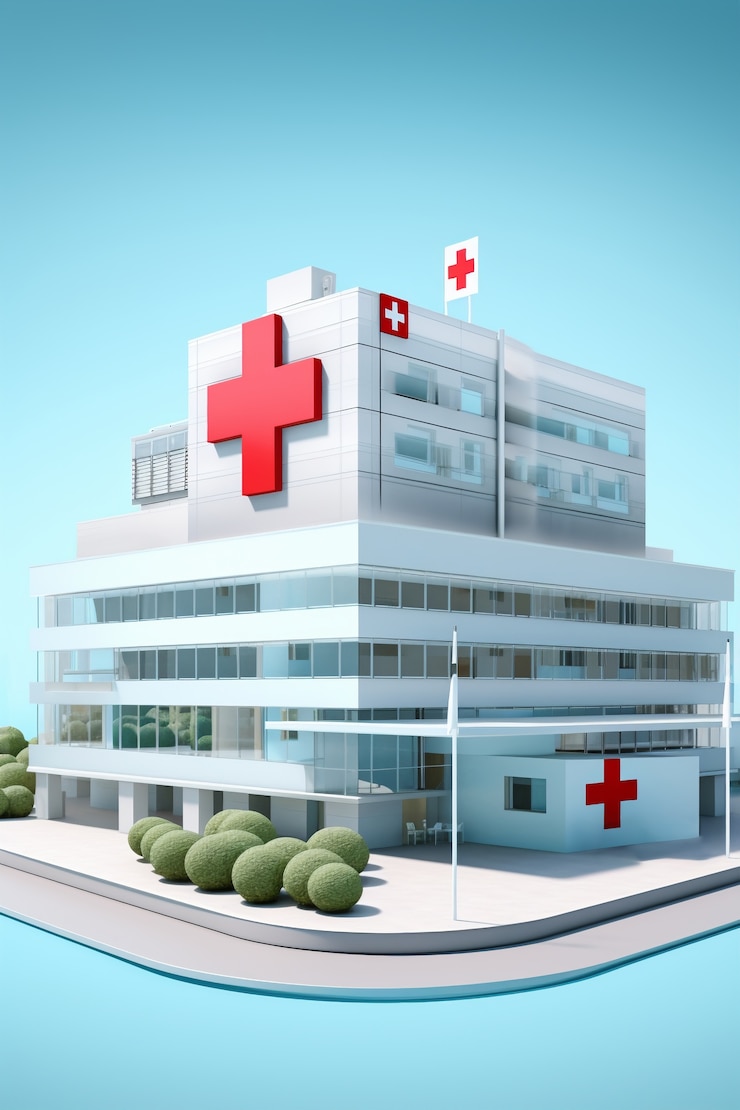 Foto grátis renderização 3d do prédio do hospital