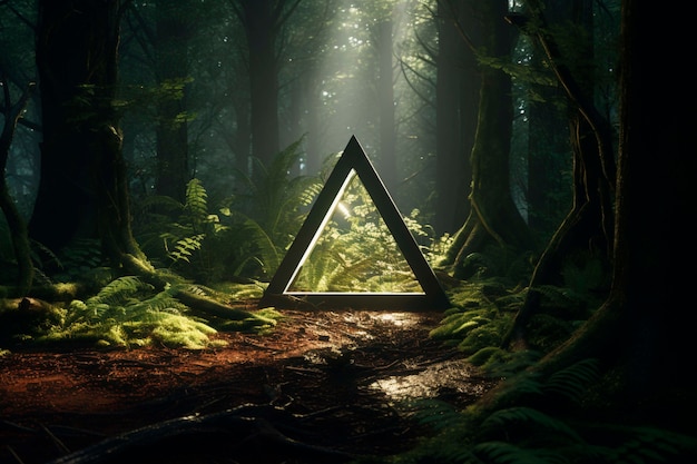 Foto grátis renderização 3d do triângulo na floresta