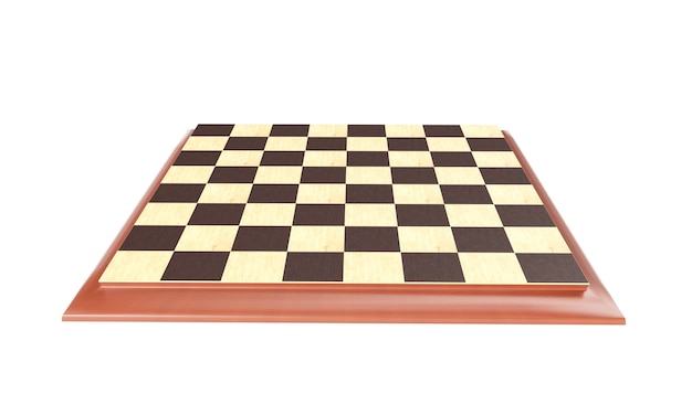 Renderização 3d - tabuleiro de xadrez em um fundo branco