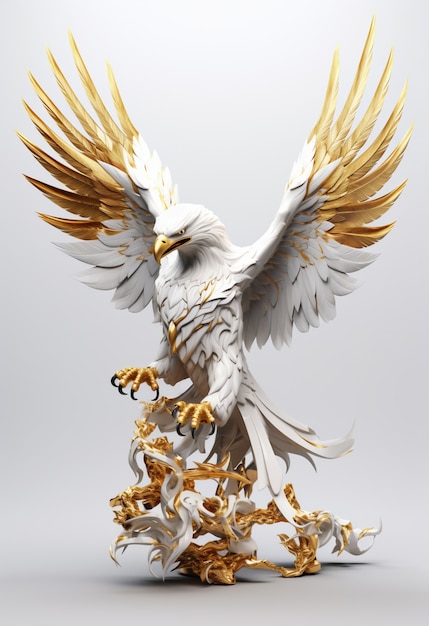 Renderização de águia 3D com asas abertas