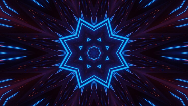 Foto grátis renderização de fundo futurista abstrato com luzes azuis de néon brilhantes