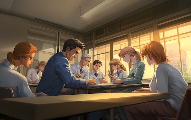 Foto grátis renderização de médicos de anime no trabalho