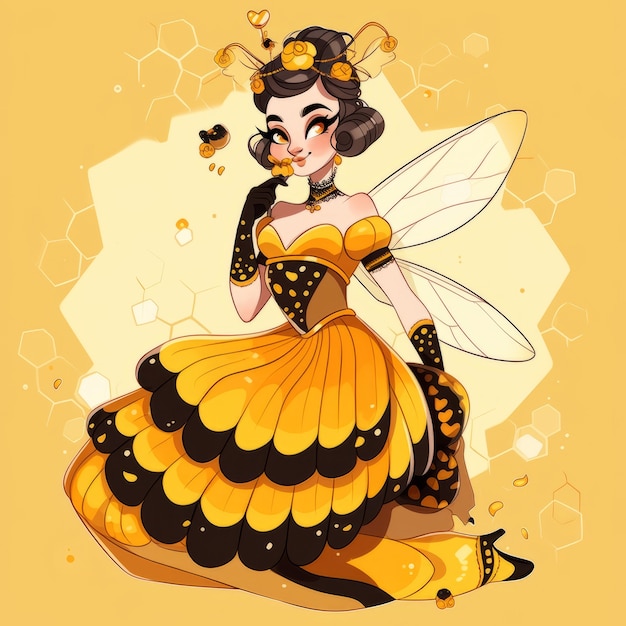 Renderização de personagem de anime de abelha