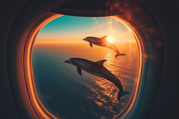 Foto grátis renderização de pessoas observando golfinhos.