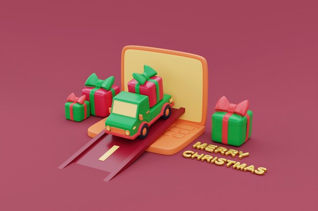 renderização do conceito de entrega de natal