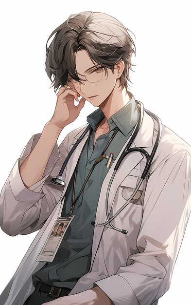 Renderização do retrato do médico do anime