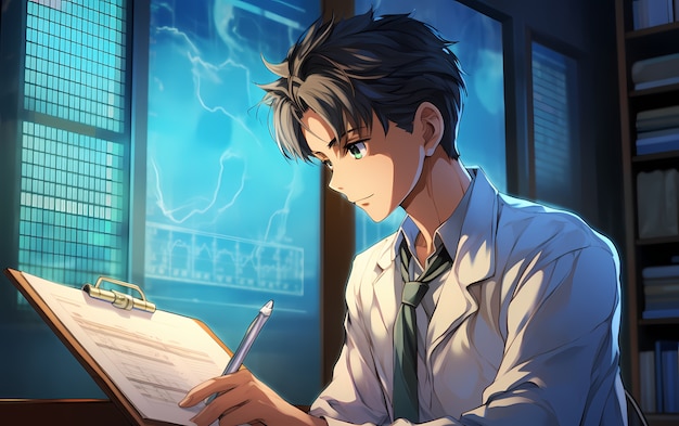 Foto grátis renderização do retrato do médico do anime