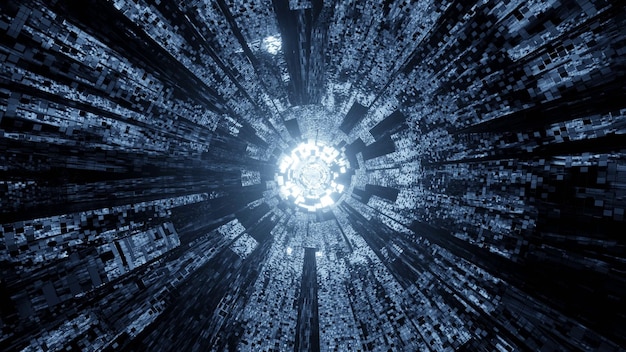 Foto grátis renderização em 3d de luzes brancas formando um portal em forma de círculo no centro - conceito futurista