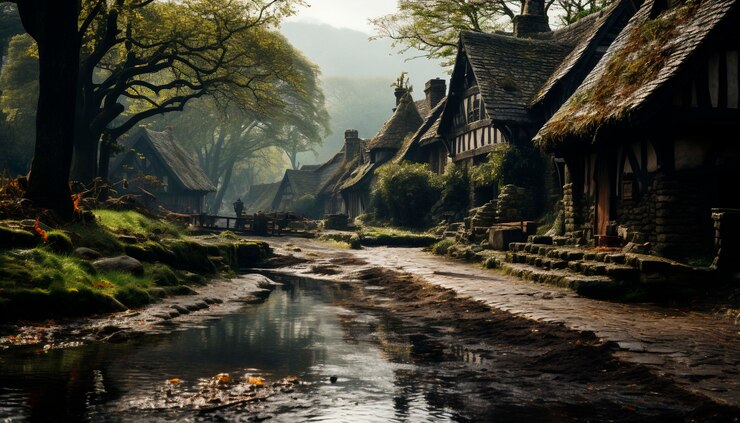 Foto grátis renderização histórica medieval da paisagem