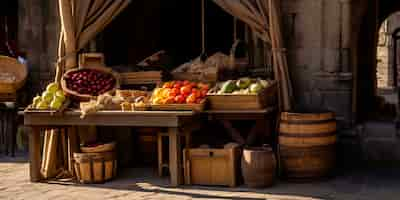 Foto grátis renderização histórica medieval do mercado